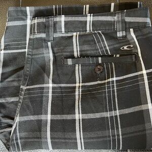 O'Neill Men's Black Plaid Shorts